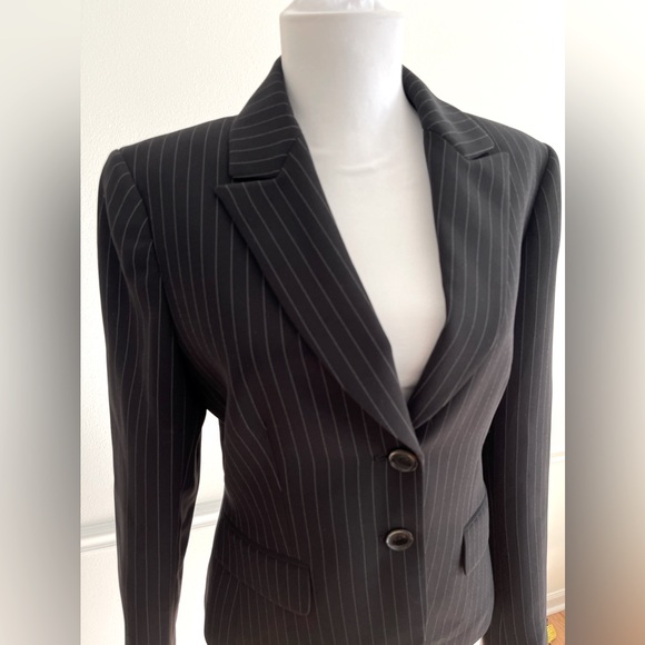 Tahari ASL NEW Women's Jacket Blazer Black W/white Striping - Notch Lapel - Picture 2 of 3